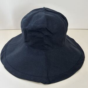 Fog Linen Work Sun Hat Linen Wide Brim Breathable Lagenlook Dark Navy